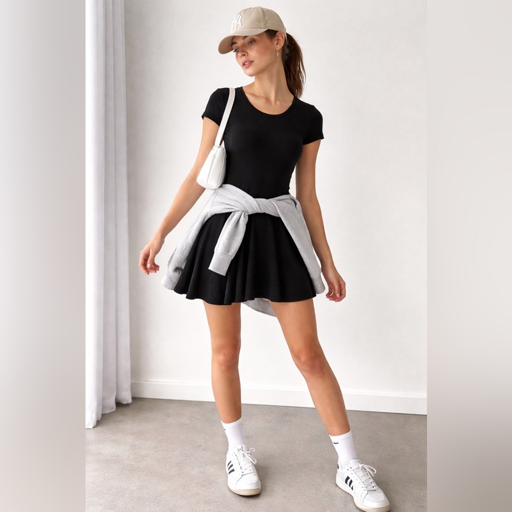 Aeropostale Black Skater Dress Lace Back Size XS Y2K coquette indie